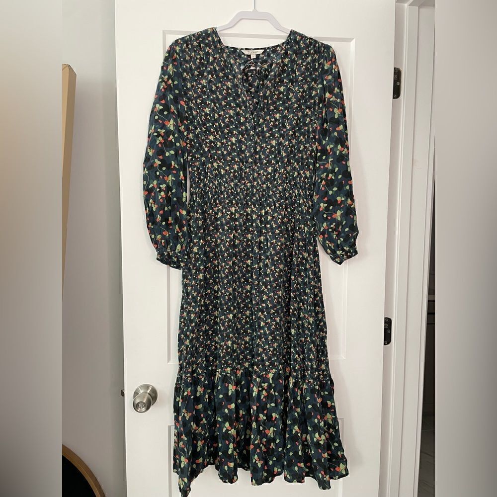 Tuckernuck Dark Floral Midi Dress in Navy with Multicolor Floral Print